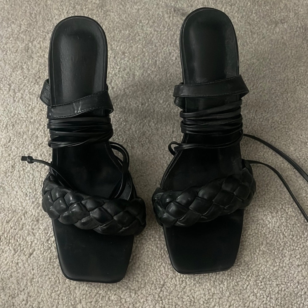 Black lace up heels
